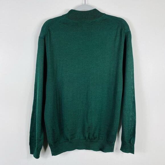 Linea Uomo Size Medium Wool Blend Mock Neck Pullover Sweater Forest Green - Picture 2 of 4